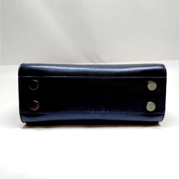 Auth Jimmy Choo Mini Metallic Blue Leather 2way Crossbody Top Handle Riley Bag - Picture 5 of 9